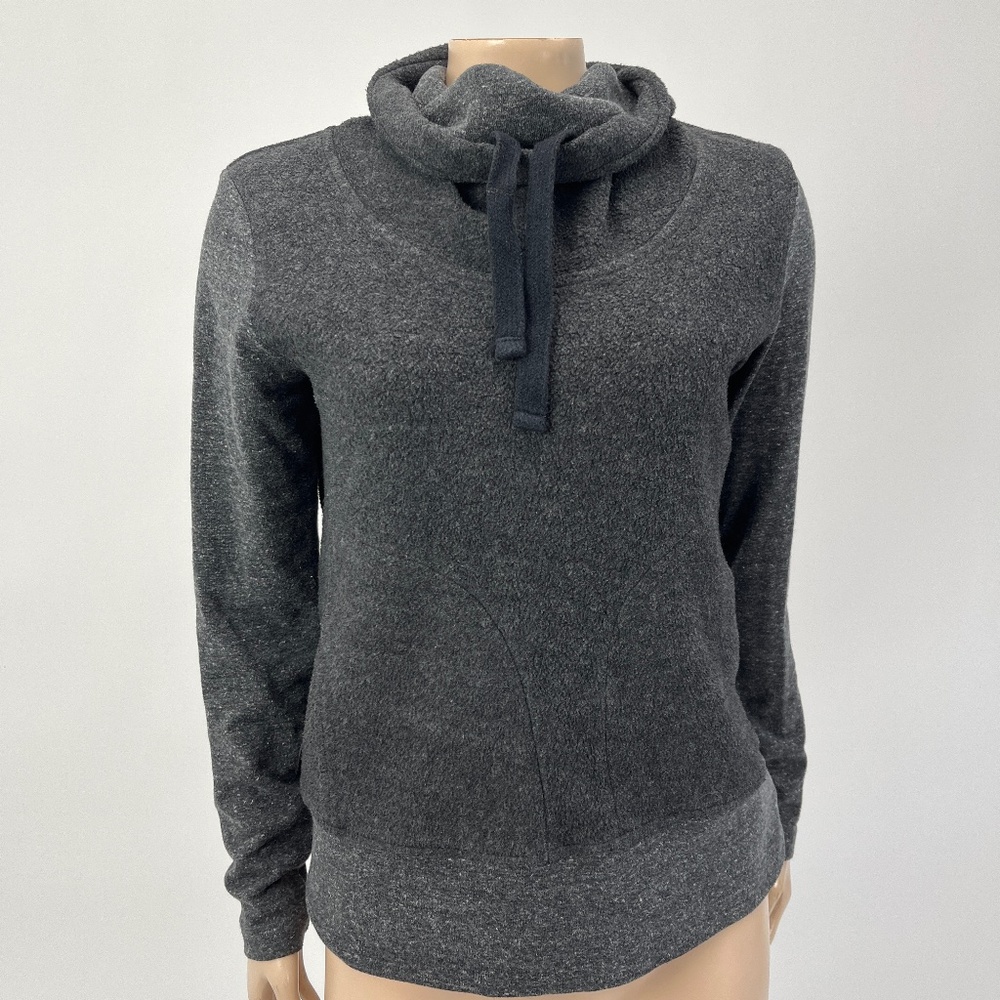 ALO Gray fleece long sleeve pullover turtle cowl neck top sweatshirt XS